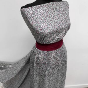 Tulle Imprimat Cu Paiete Bleu Ciclam - imagine 5