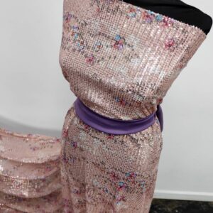 Tulle Imprimat Cu Paiete Design Roz - imagine 4