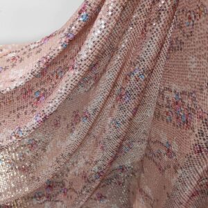 Tulle Imprimat Cu Paiete Design Roz - imagine 3