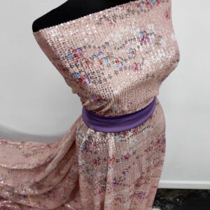 Tulle Imprimat Cu Paiete Design Roz - imagine 5