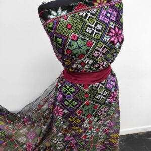 Tulle Negru Brodat Traditional Romb - imagine 1