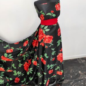 Tafta Fixa Ducesa Negru Trandafiri Rosii - imagine 3