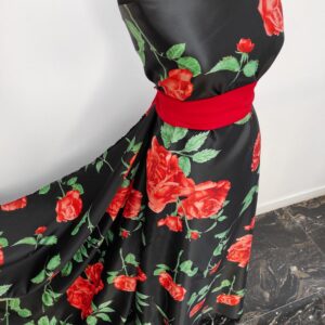 Tafta Fixa Ducesa Negru Trandafiri Rosii - imagine 5