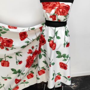 Tafta Fixa Ducesa Alb Trandafiri Rosii - imagine 4