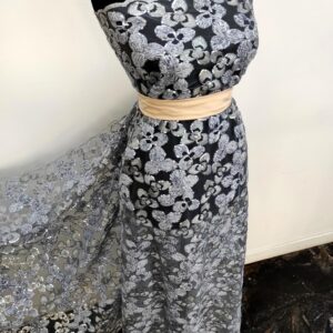 Dantela Brodata Pe Tull Violeta / Argintiu - imagine 3