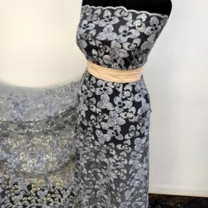 Dantela Brodata Pe Tull Violeta / Argintiu - imagine 5