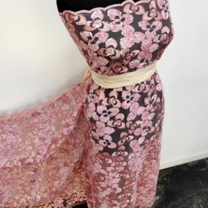 Dantela Brodata Pe Tull Violeta / Roz Pudra - imagine 5