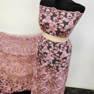 Dantela Brodata Pe Tull Violeta / Roz Pudra - imagine 2