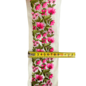 Pasmanterie Organza - Flori Brodate Roz si Ciclame - 9cm - imagine 4