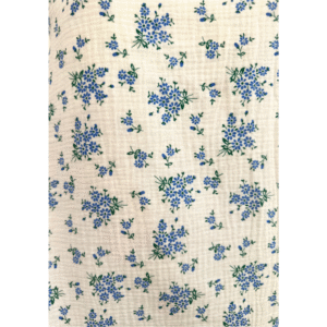 Bumbac Barena - Muselina Imprimata- Flori Albastre in Buchetele - imagine 4