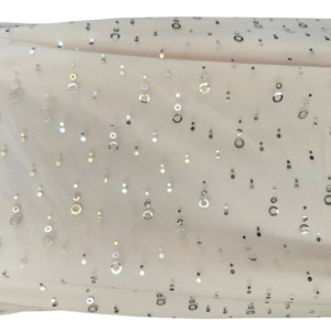 Tulle Diafan cu Aplicatii Argintii - Baza Nude - imagine 5