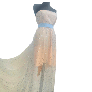 Tulle Diafan cu Aplicatii Argintii – Baza Bleu - imagine 2