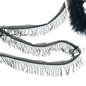 Pasmanterie - Franjuri Margele pe Tulle - Negru - 6cm - imagine 4