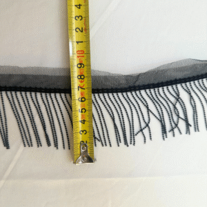 Pasmanterie - Franjuri Margele pe Tulle - Negru - 6cm - imagine 3