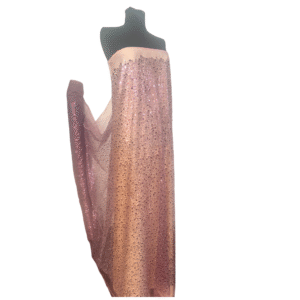 Tulle cu Paiete si Margelute Cusute - Roz Pudra - imagine 2