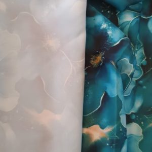 Satin Armani albastru petrol cu imprimeu floral - imagine 3
