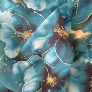 Satin Armani albastru petrol cu imprimeu floral - imagine 1