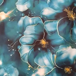 Satin Armani albastru petrol cu imprimeu floral - imagine 4