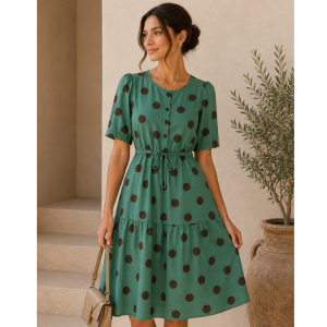 Crep Miu-Miu verde cu buline negre - imagine 2